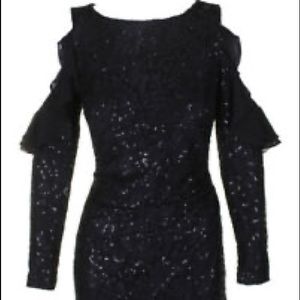 Lauren Ralph Lauren Black Lace Sequin Ruffled